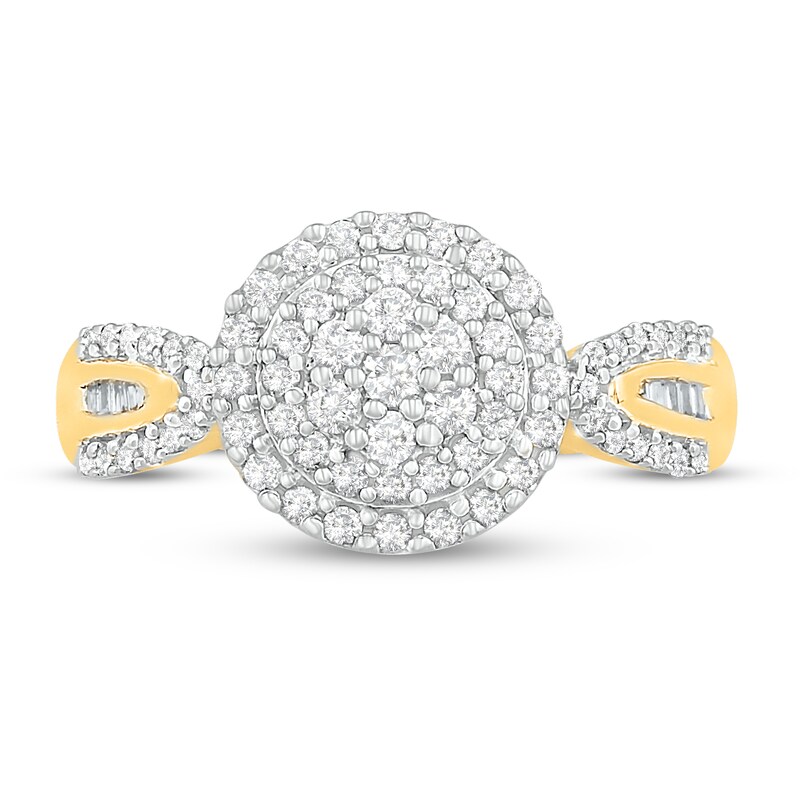 Diamond Fashion Ring 1/2 ct tw Round & Baguette 10K Yellow Gold