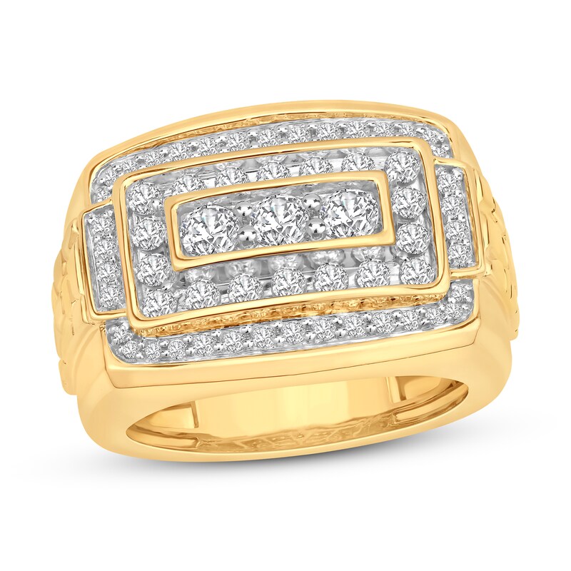 Men's Diamond Fashion Ring 1-1/2 ct tw 10K Yellow Gold