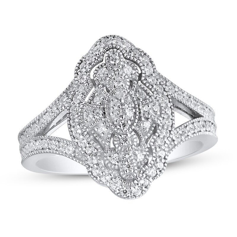 Main Image 1 of Diamond Ring 1/2 ct tw Round-cut Sterling Silver - Size 7