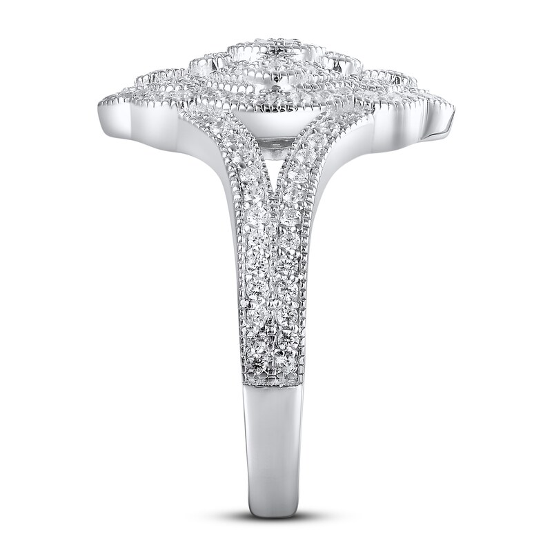 Main Image 2 of Diamond Ring 1/2 ct tw Round-cut Sterling Silver - Size 7