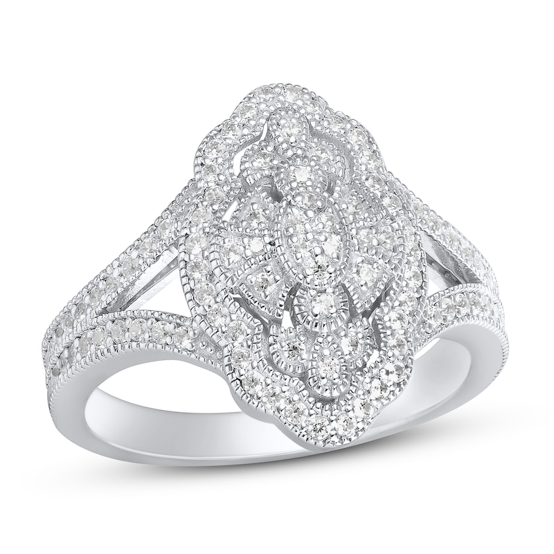 Main Image 4 of Diamond Ring 1/2 ct tw Round-cut Sterling Silver - Size 7