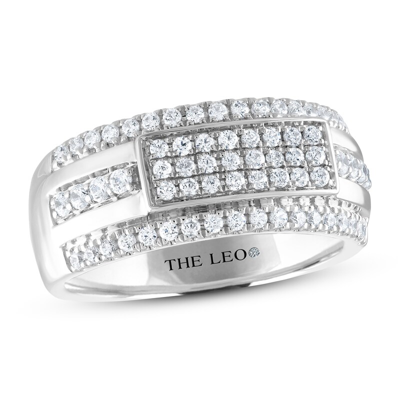 Men's THE LEO Diamond Wedding Band 3/4 ct tw Round-cut 14K White Gold