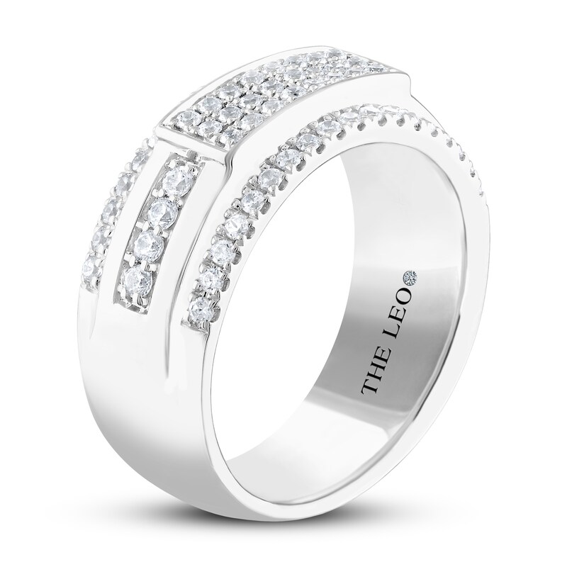 Men's THE LEO Diamond Wedding Band 3/4 ct tw Round-cut 14K White Gold
