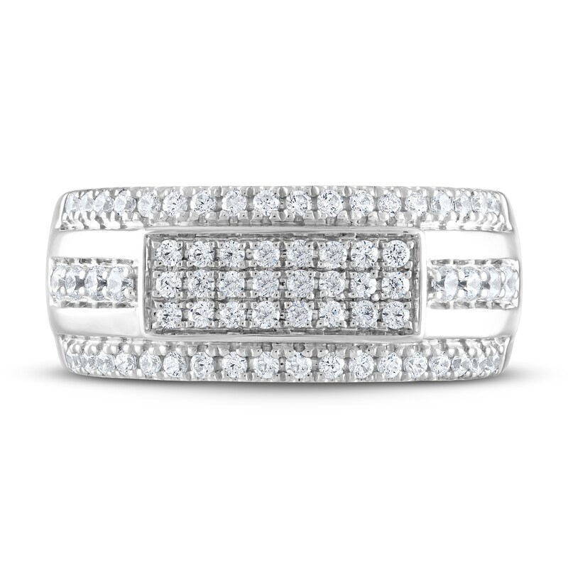 Men's THE LEO Diamond Wedding Band 3/4 ct tw Round-cut 14K White Gold