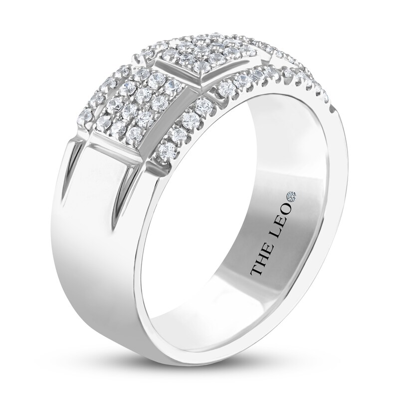 THE LEO Diamond Men's Wedding Band 5/8 ct tw Round-cut 14K White Gold