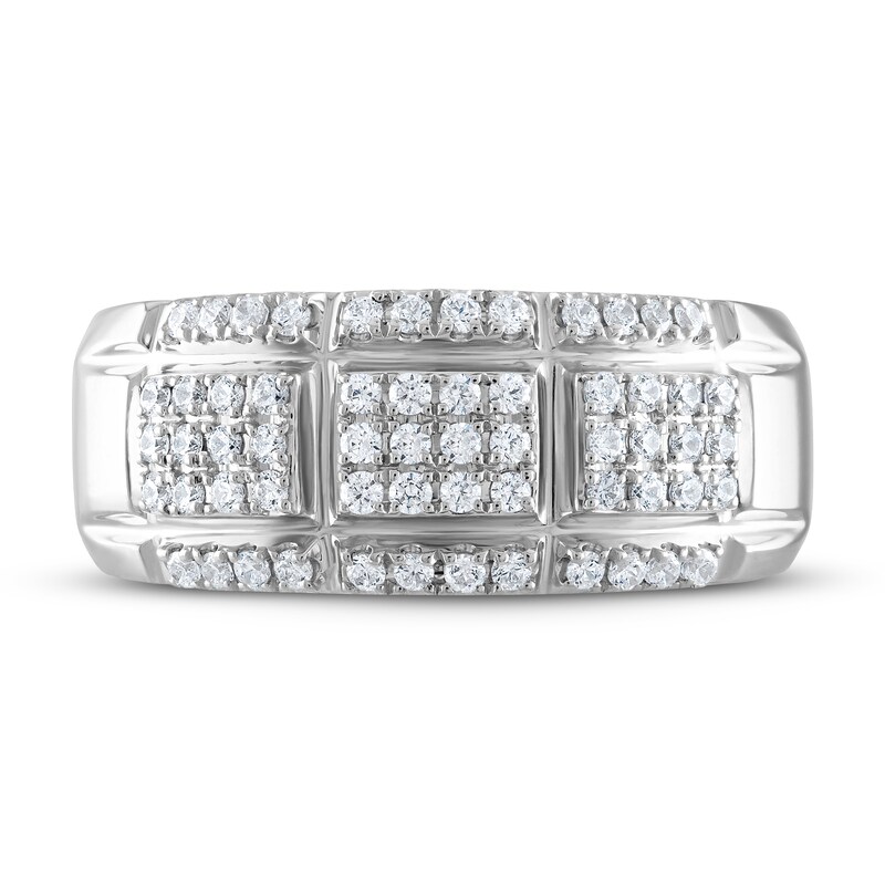 THE LEO Diamond Men's Wedding Band 5/8 ct tw Round-cut 14K White Gold