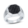 Men's Black Diamond Hexagonal Ring 3/4 ct tw Sterling Silver