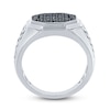 Men's Black Diamond Hexagonal Ring 3/4 ct tw Sterling Silver
