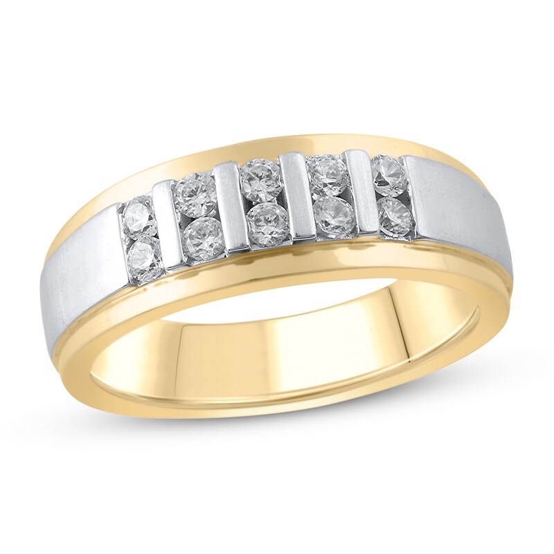 Men's Diamond Wedding Band 1/2 ct tw Round-cut 10K Two-Tone Gold