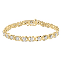 Diamond Bracelet 1 ct tw Round-Cut 10K Yellow Gold 7&quot;