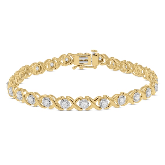 Diamond Bracelet 1 ct tw Round-Cut 10K Yellow Gold 7"