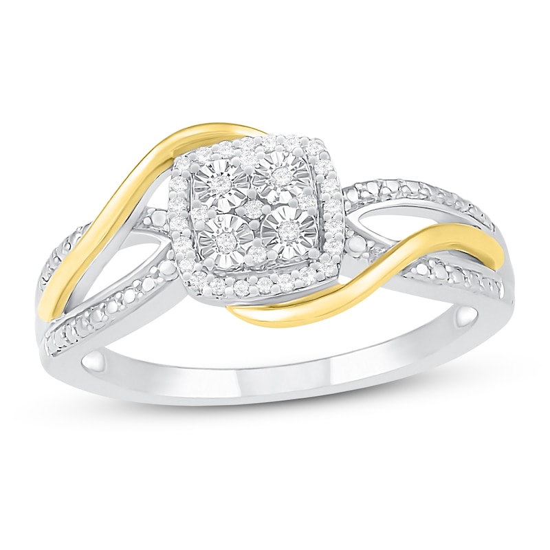 Diamond Promise Ring 1/15 ct tw Round-cut Sterling Silver & 10K Yellow Gold