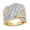 Diamond Ring 3 ct tw Round & Baguette 14K Yellow Gold