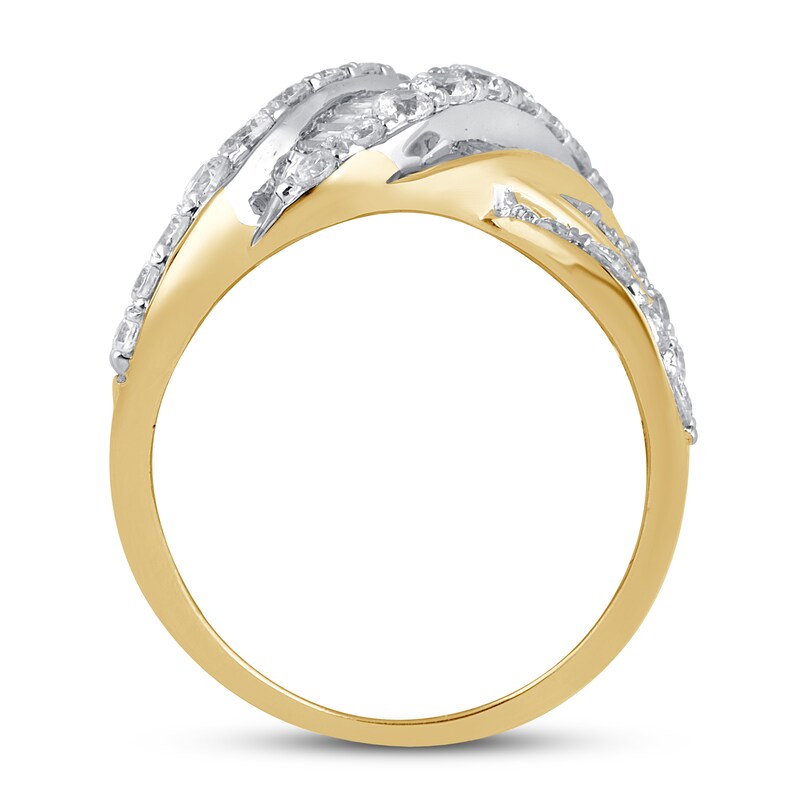 Diamond Ring 3 ct tw Round & Baguette 14K Yellow Gold