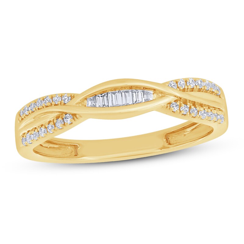Diamond Stacking Ring 1/6 ct tw Round & Baguette 10K Yellow Gold
