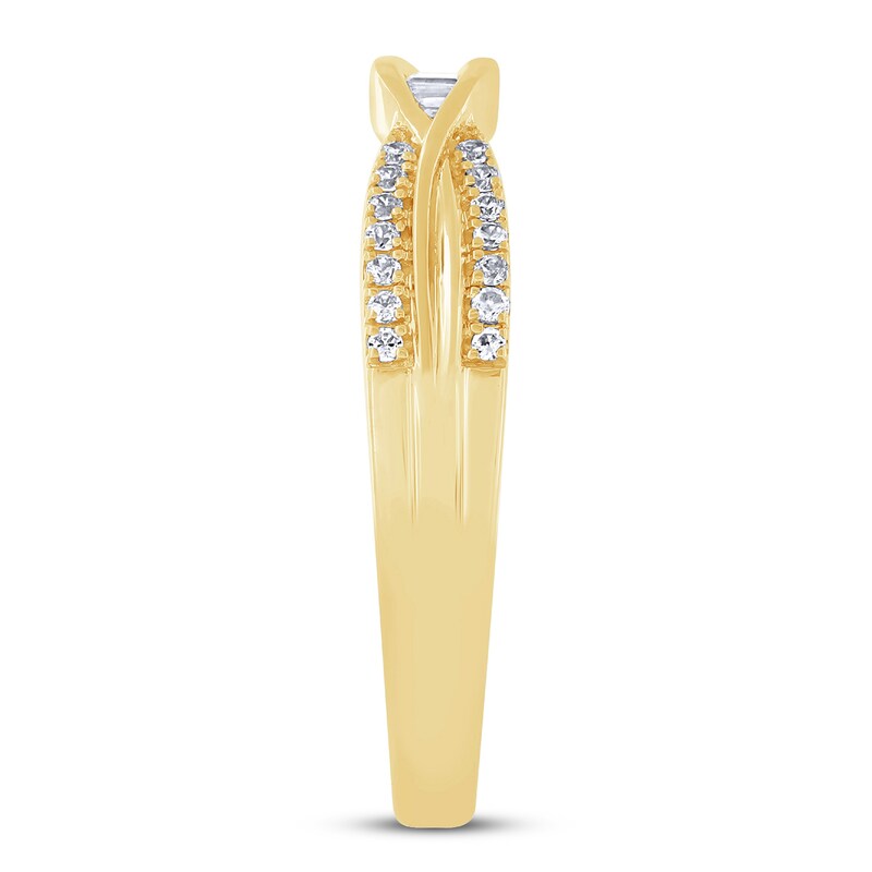 Diamond Stacking Ring 1/6 ct tw Round & Baguette 10K Yellow Gold