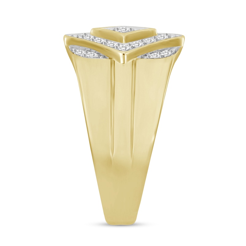Main Image 3 of Men's Diamond Ring 1/4 ct tw Round-cut 10K Yellow Gold