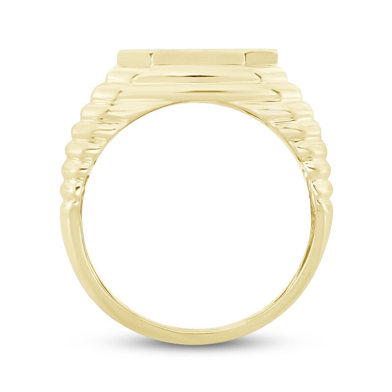 Men's Diamond Octagon Ring 1/4 ct tw Round-Cut 10K Yellow Gold