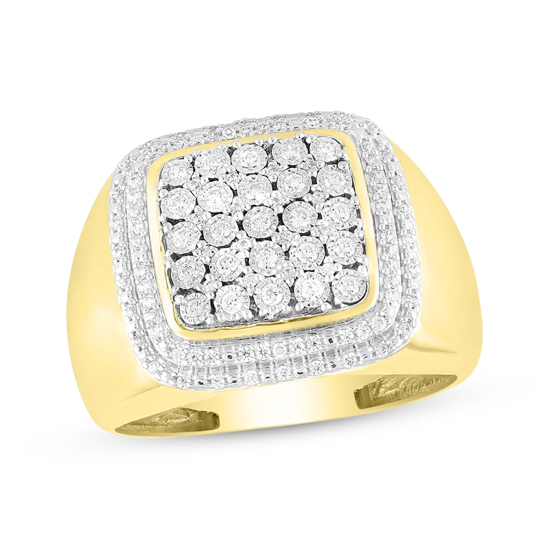 Men's Diamond Square Ring 1/2 ct tw 10K Yellow Gold