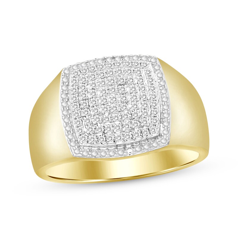 Main Image 1 of Men's Diamond Square Ring 1/4 ct tw 10K Yellow Gold