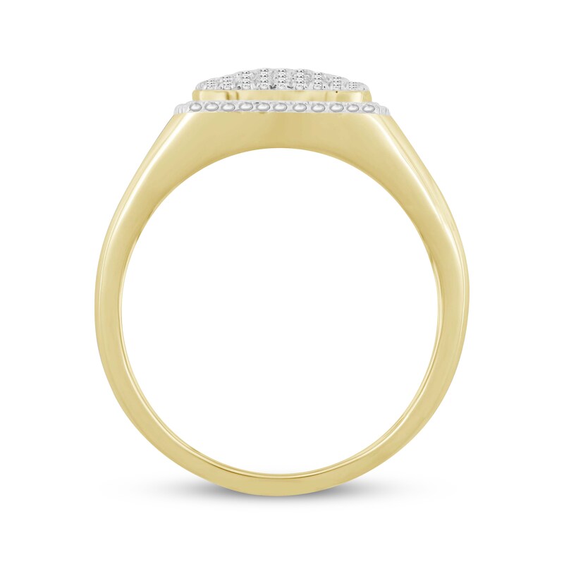 Main Image 2 of Men's Diamond Square Ring 1/4 ct tw 10K Yellow Gold
