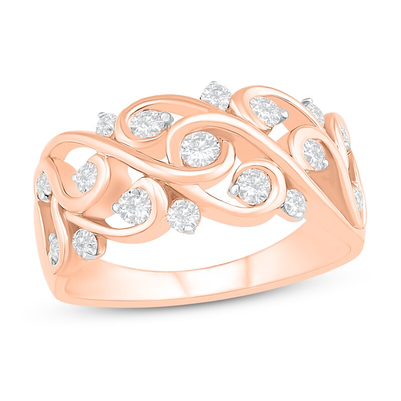 Main Image 1 of Diamond Fashion Ring 1/2 ct tw Round-cut 10K Rose Gold