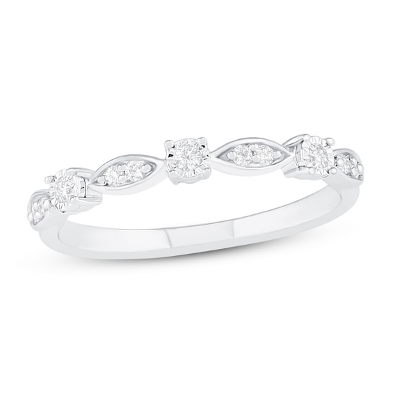 Diamond Stacking Ring 1/8 ct tw Round-cut 10K White Gold