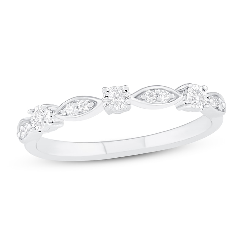 Diamond Stacking Ring 1/8 ct tw Round-cut 10K White Gold