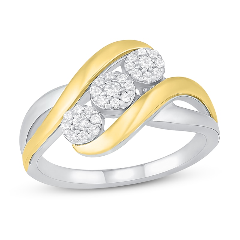 Main Image 1 of Diamond Ring 1/5 ct tw Round-cut Sterling Silver & 10K Yellow Gold