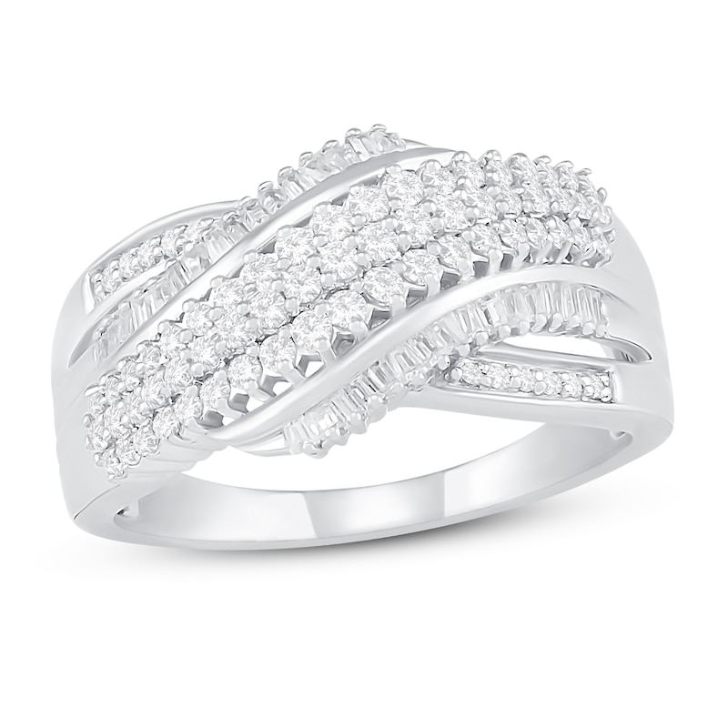 Main Image 1 of Diamond Ring 1/2 ct tw Round & Baguette Sterling Silver