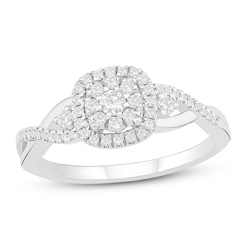 Main Image 1 of Diamond Fashion Ring 1/3 ct tw Round-cut 10K White Gold