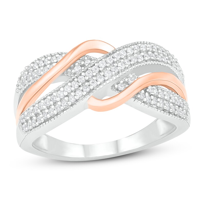 Main Image 1 of Diamond Ring 1/3 ct tw Round-cut Sterling Silver & 10K Rose Gold