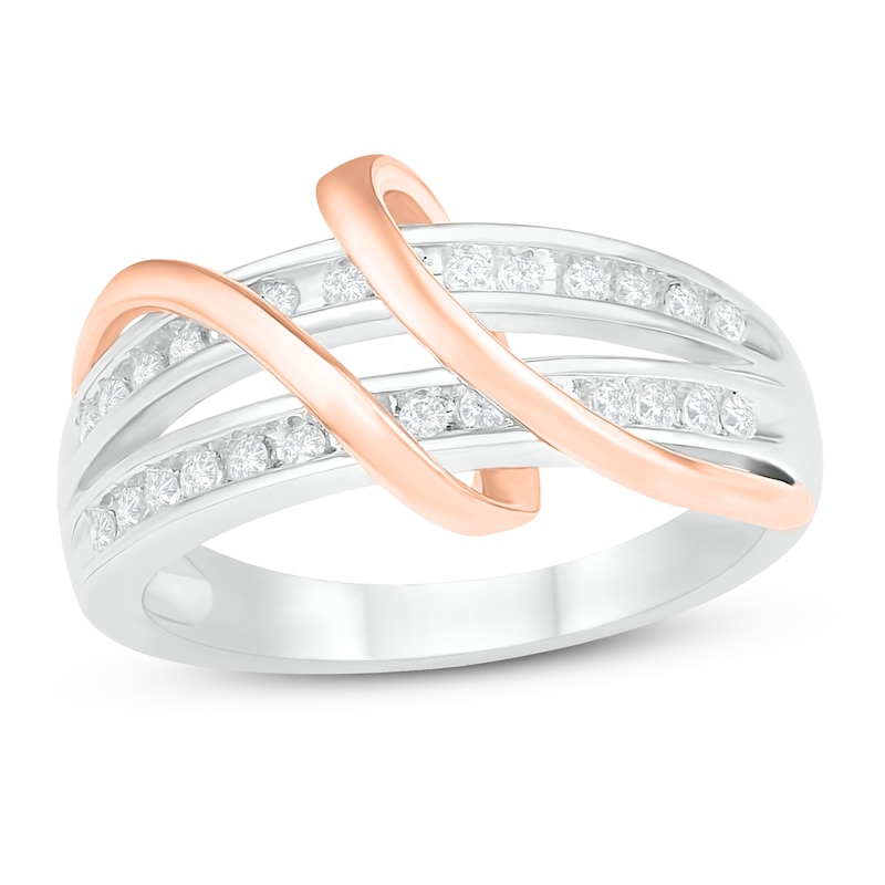 Diamond Ring 1/4 ct tw Round-cut Sterling Silver & 10K Rose Gold