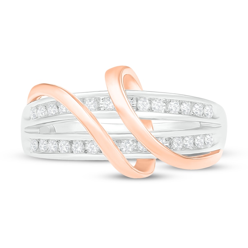 Main Image 2 of Diamond Ring 1/4 ct tw Round-cut Sterling Silver & 10K Rose Gold