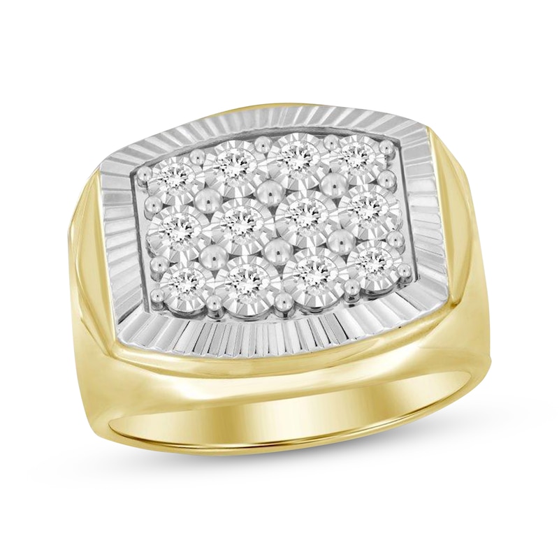 Main Image 1 of Men's Diamond Ring 1/2 ct tw Round-cut 10K Two-Tone Gold