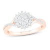 Diamond Promise Ring 1/4 ct tw Round & Baguette 10K Rose Gold