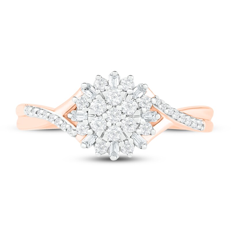 Main Image 2 of Diamond Promise Ring 1/4 ct tw Round & Baguette 10K Rose Gold