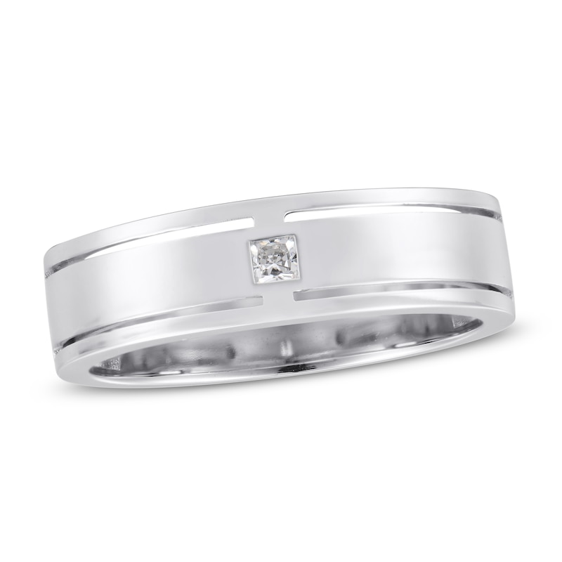 Men's Diamond Ring 1/15 ct tw Square-cut 10K White Gold