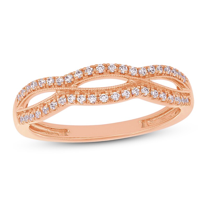 Stackable Diamond Ring 1/5 ct tw Round-Cut 10K Rose Gold