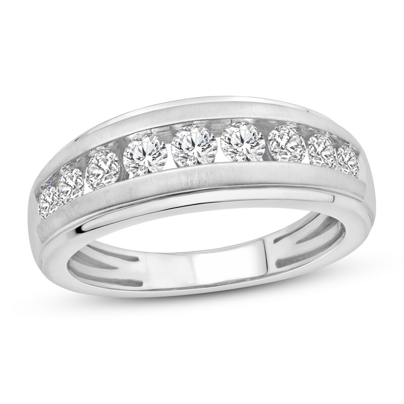Men's Diamond Ring 1 ct tw Round-cut 10K White Gold