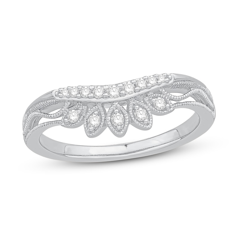 Main Image 1 of Adore Diamond Contour Band 1/8 ct tw Round-Cut 14K White Gold