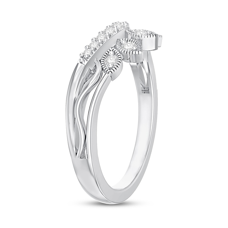 Main Image 2 of Adore Diamond Contour Band 1/8 ct tw Round-Cut 14K White Gold