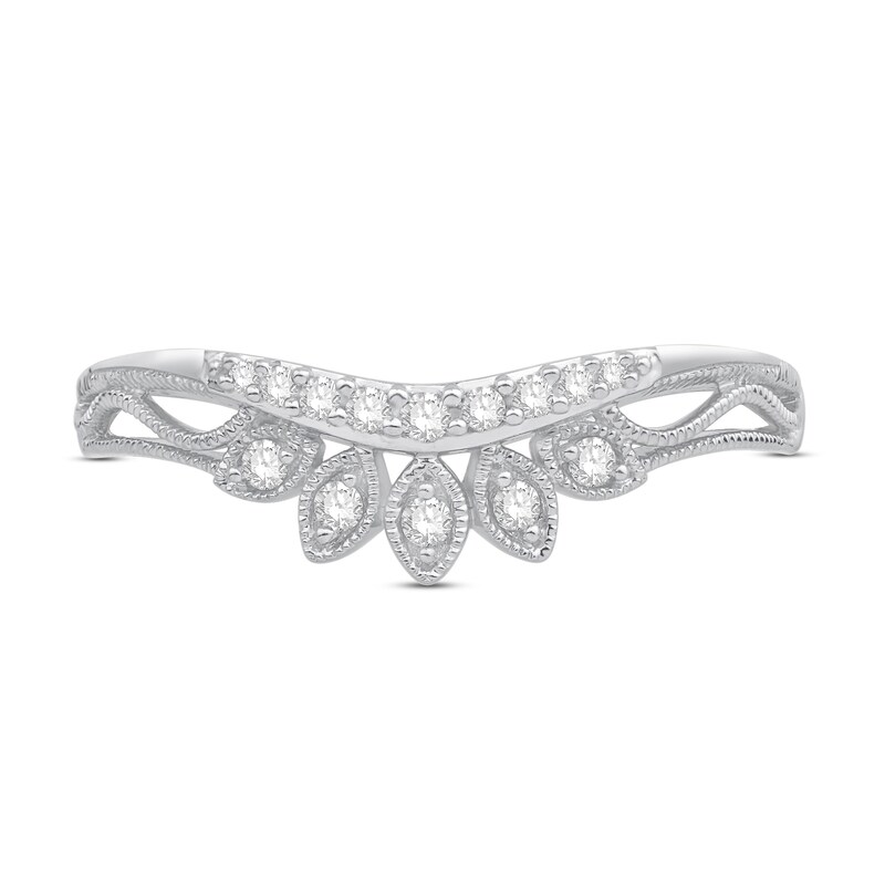 Main Image 3 of Adore Diamond Contour Band 1/8 ct tw Round-Cut 14K White Gold