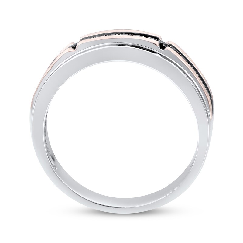 Men's Brown & White Diamond Ring 1/2 ct tw Round-cut 10K Two-Tone Gold