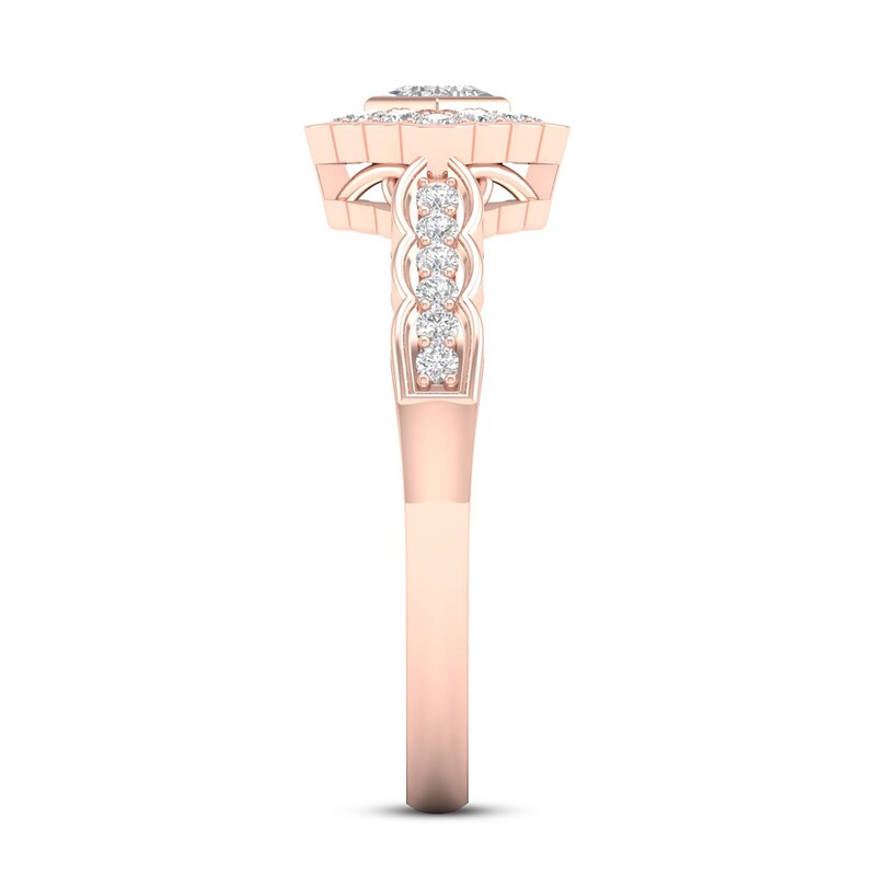 Diamond Ring 1/3 ct tw Round & Princess 10K Rose Gold