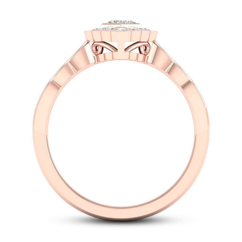 Diamond Ring 1/3 ct tw Round & Princess 10K Rose Gold