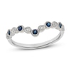 Blue Sapphire Contour Ring 1/10 ct tw Diamonds 14K White Gold