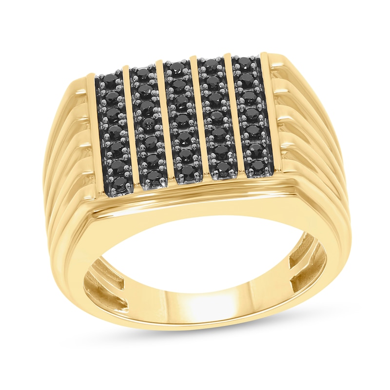 Men's Black Diamond Ring 1/2 ct tw Round-cut 10K Yellow Gold | Kay Outlet
