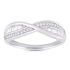Diamond Fashion Ring 1/3 ct tw Round & Baguette 10K White Gold