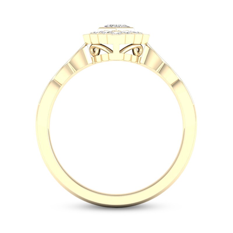 Diamond Ring 1/3 ct tw Princess & Round-Cut 10K Yellow Gold